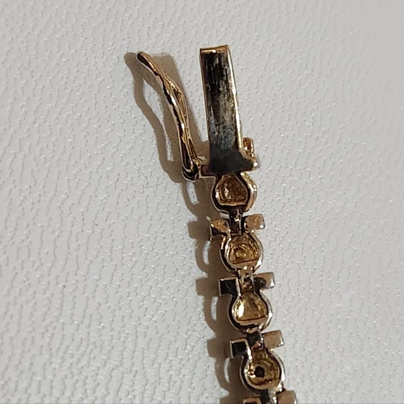 Vintage Gold Tone Sterling Silver Tennis Bracelet - Picture 3 of 11
